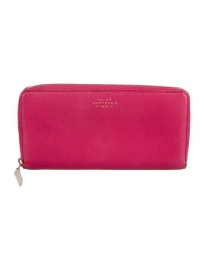 Pre-owned Smythson Leather Continental Wallet In Pink