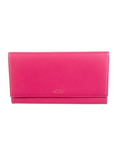 Pre-owned Smythson Leather Continental Wallet In Pink