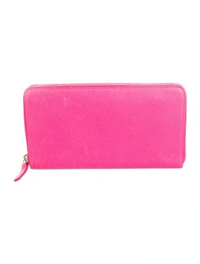 Pre-owned Smythson Leather Continental Wallet In Pink