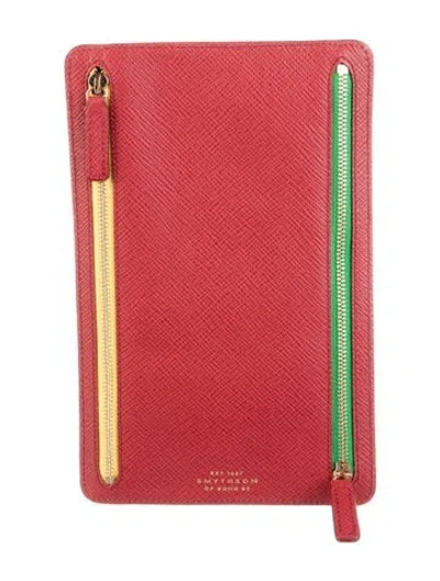 Pre-owned Smythson Leather Continental Wallet In Red