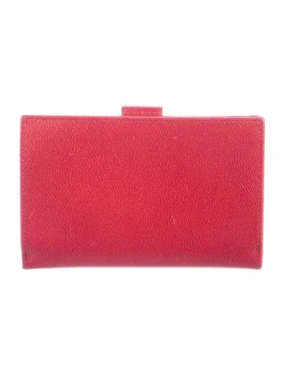 Pre-owned Smythson Leather Continental Wallet In Red