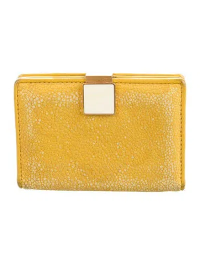 Pre-owned Smythson Leather Continental Wallet In Yellow