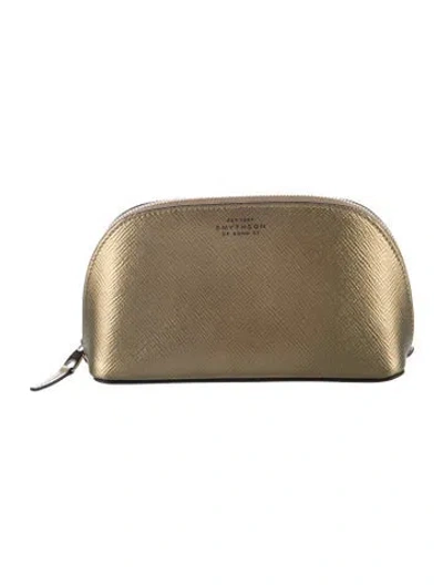 Pre-owned Smythson Leather Cosmetic Bag In Silver