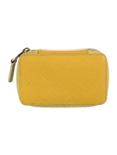 Pre-owned Smythson Leather Cosmetic Bag In Yellow