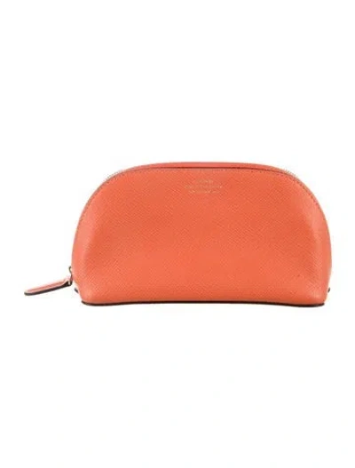 Pre-owned Smythson Leather Cosmetic Pouch In Orange