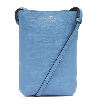 Smythson Leather Day Pouch In Blue