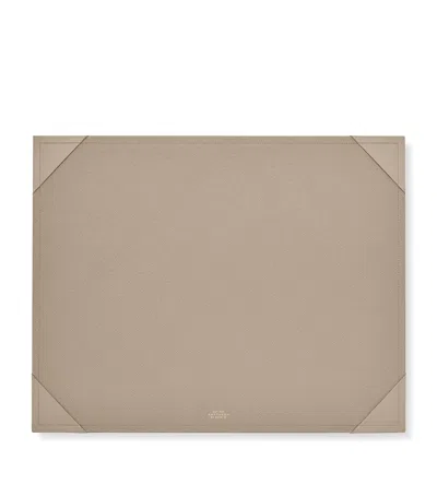Smythson Leather Desk Mat In Beige
