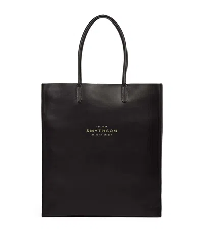 Smythson Leather Kingly Tote Bag In Black