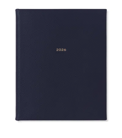 Smythson Leather Kings Vertical 2026 Diary In Blue