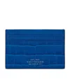 Smythson Leather Mara Flat Card Holder In Blue