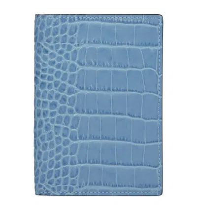 Smythson Leather Mara Passport Cover In Blue