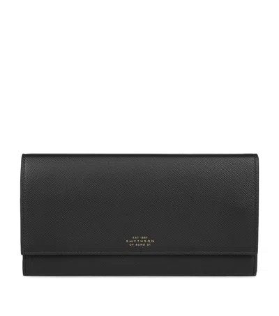 Smythson Leather Marshall Travel Wallet In Black