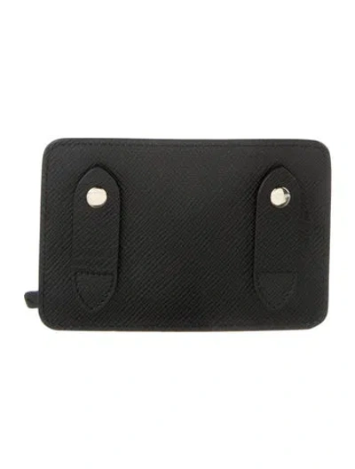 Pre-owned Smythson Leather Mini Travel Wallet In Black