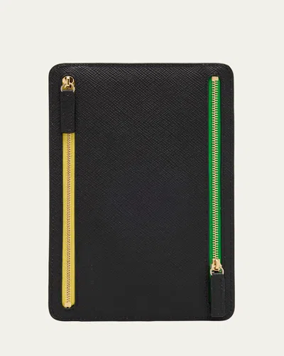 Smythson Leather Multi-zip Case In Black