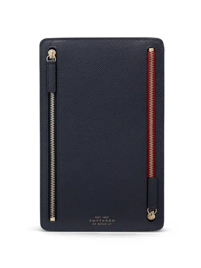 Smythson Leather Multi-zip Case In Black