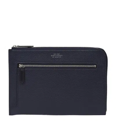 Smythson Leather Organiser Pouch In Blue