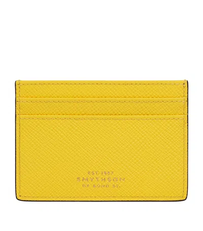 Smythson Leather Panama Card Holder In Yellow