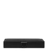 Smythson Leather Panama Cufflink Box In Black