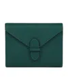 Smythson Leather Panama Double Playing Card Case In Green