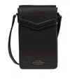 Smythson Envelope Phone Case Crossbody In Panama In Black