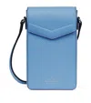 Smythson Envelope Phone Case Crossbody In Panama In Blue