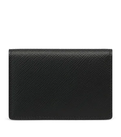 Smythson Leather Panama Folded Card Holder In Black