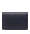 Smythson Leather Panama Folded Card Holder In Blue