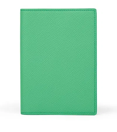 Smythson Leather Panama Passport Cover In Green