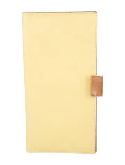Pre-owned Smythson Leather Passport Holder In Yellow