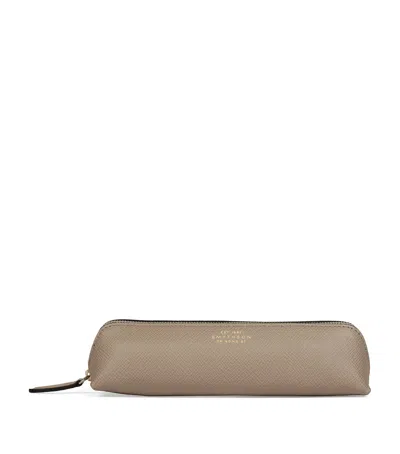 Smythson Leather Pencil Case In Beige