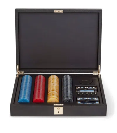 Smythson Leather Poker Set In Black