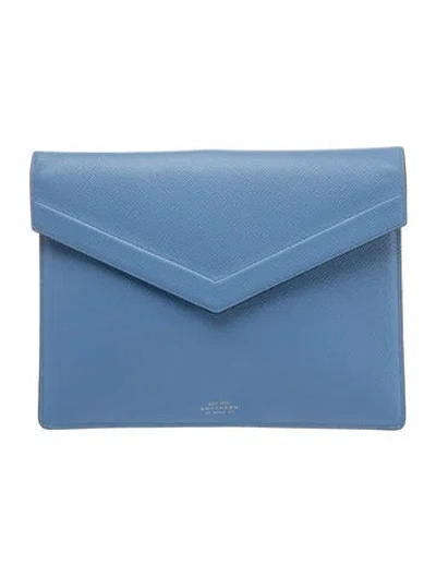 Pre-owned Smythson Leather Portfolio In Blue