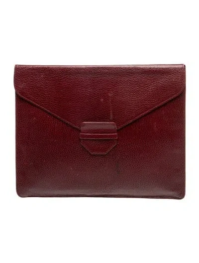 Pre-owned Smythson Leather Portfolio In Burgundy