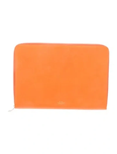 Pre-owned Smythson Leather Portfolio In Orange