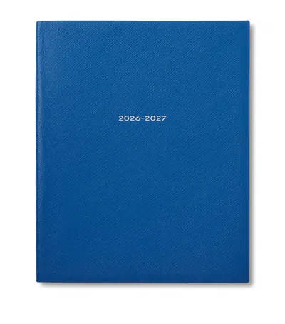 Smythson Leather Portobello Weekly Diary 2026-2027 In Blue
