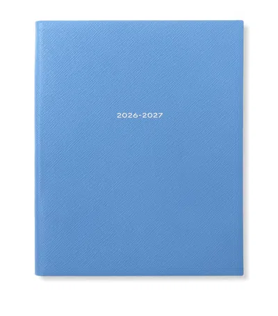 Smythson Leather Portobello Weekly Diary 2026-2027 In Blue