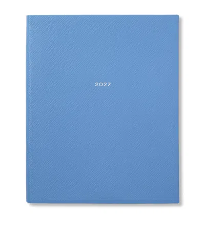 Smythson Leather Portobello Weekly Diary 2027 In Blue