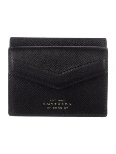 Pre-owned Smythson Leather Printed Card Holder In Black