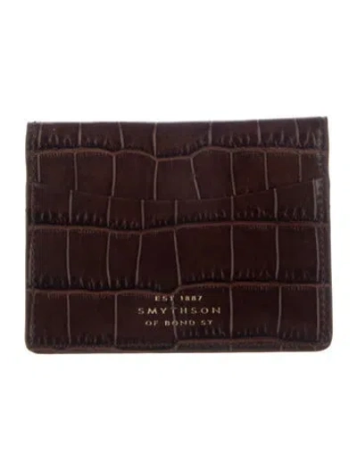 Pre-owned Smythson Leather Printed Card Holder In Brown