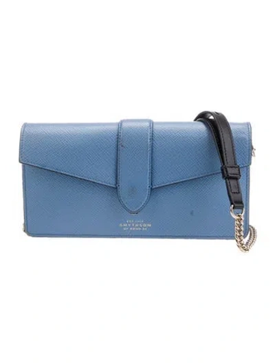 Pre-owned Smythson Leather Shoulder Bag In Blue