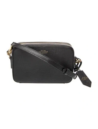 Pre-owned Smythson Leather Shoulder Bag W/ Tags In Black