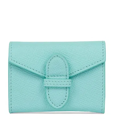 Smythson Leather Single Playing Card Case In Blue