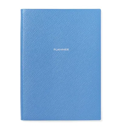 Smythson Leather Soho Planner In Blue