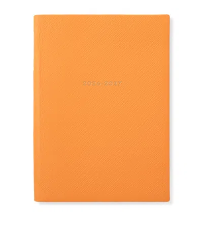 Smythson Leather Soho Weekly Diary 2026-2027 In Orange