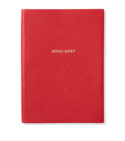 Smythson Leather Soho Weekly Diary 2026-2027 In Red