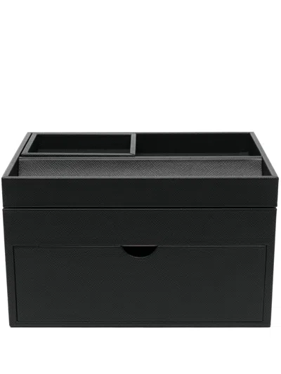 Smythson Leather Stationery Organiser In Black