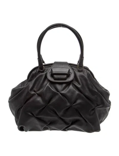 Pre-owned Smythson Leather Top Handle Bag In Black