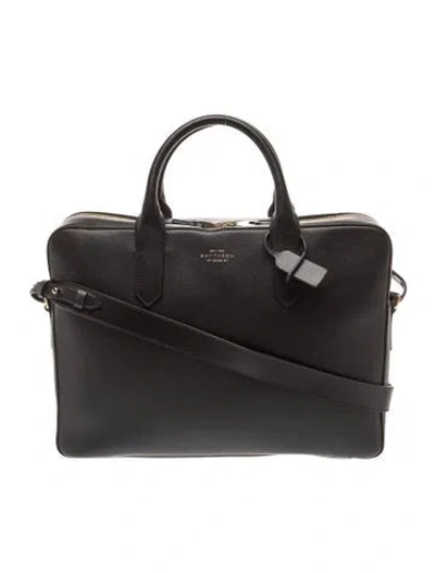 Pre-owned Smythson Leather Top Handle Bag In Black