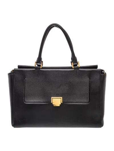 Pre-owned Smythson Leather Top Handle Bag In Black