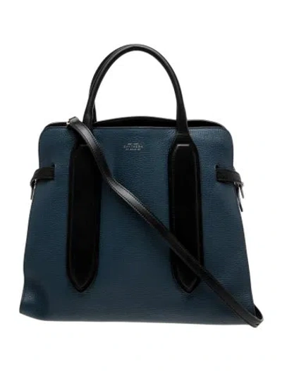 Pre-owned Smythson Leather Top Handle Bag In Blue